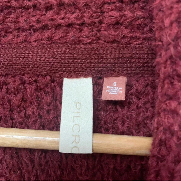 Anthropologie Pilcro Eyelash Cardigan Size Small Wine Red NWT New - Picture 10 of 16